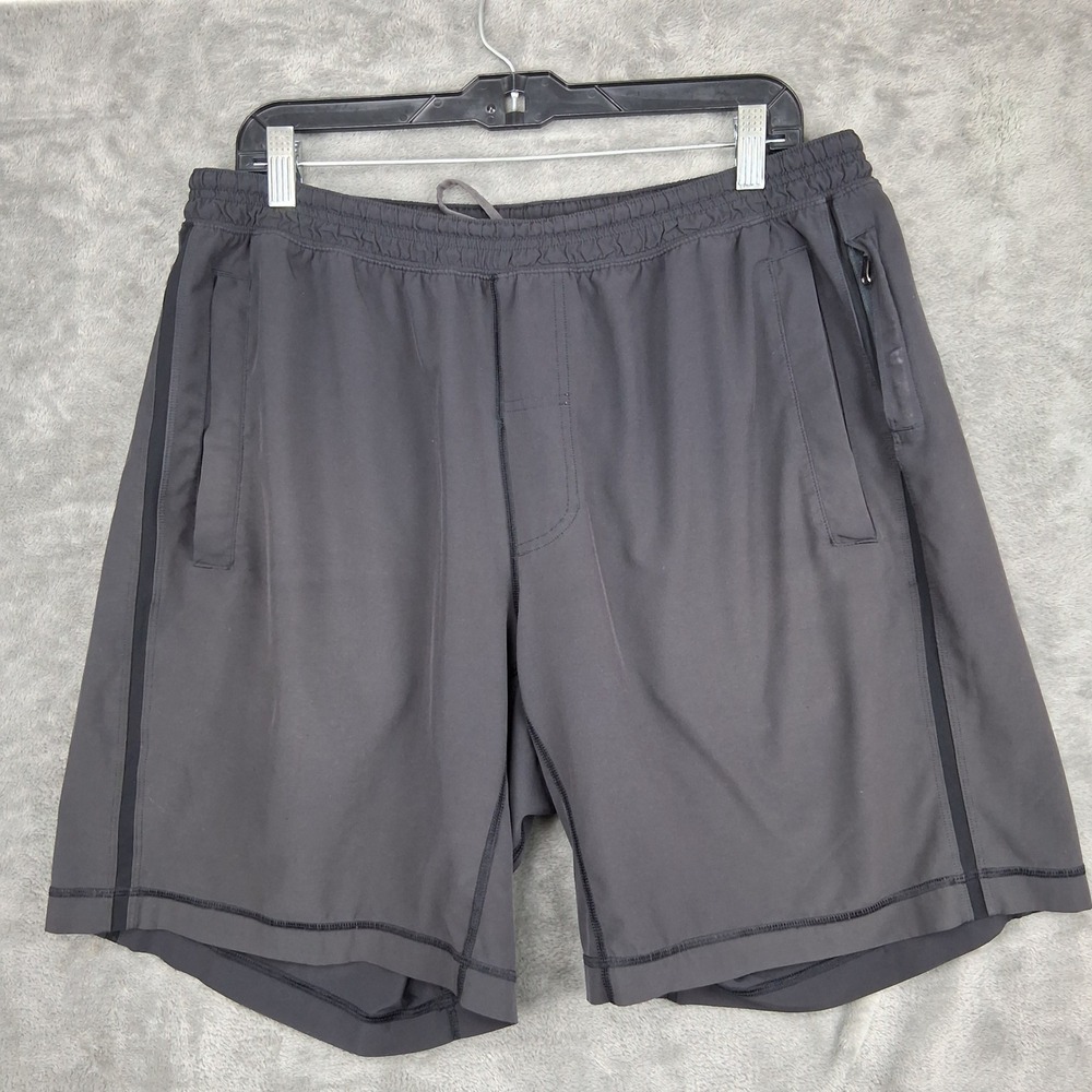 Lululemon THE Short Mens 2XL Lined Athletic Training Shorts Charcoal Gray Black